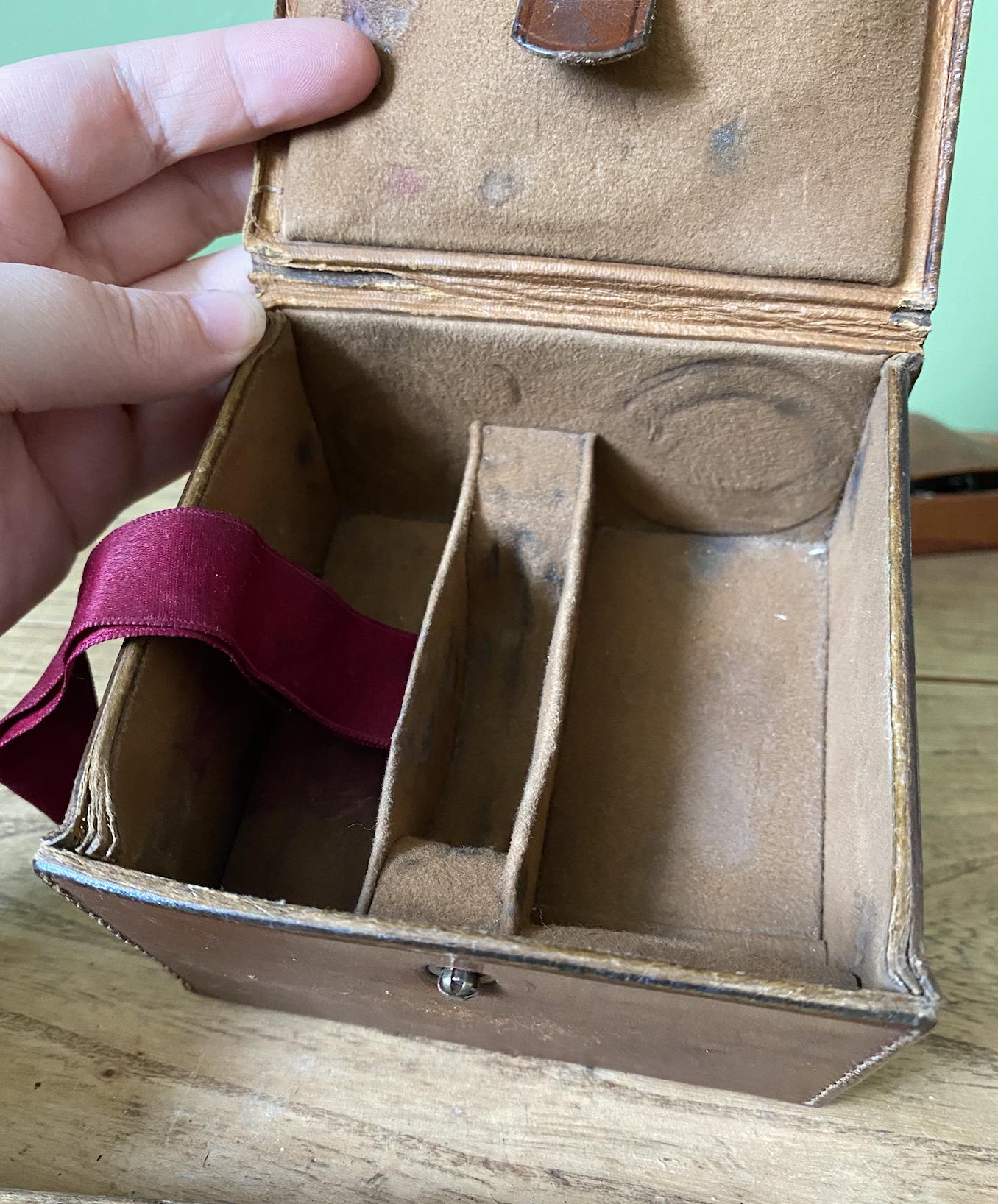 Square Brown Leather Toiletry | Jewellery Travel Box