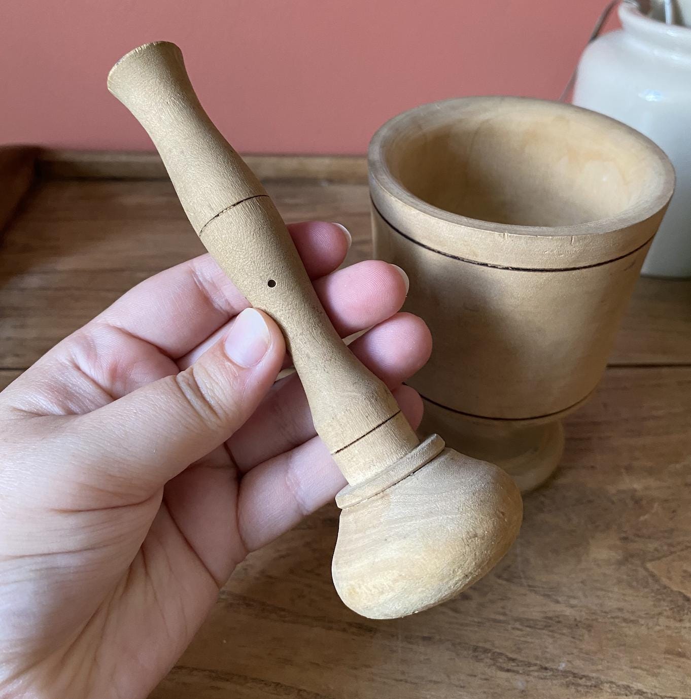 Small Light Wood Mortar & Pestle