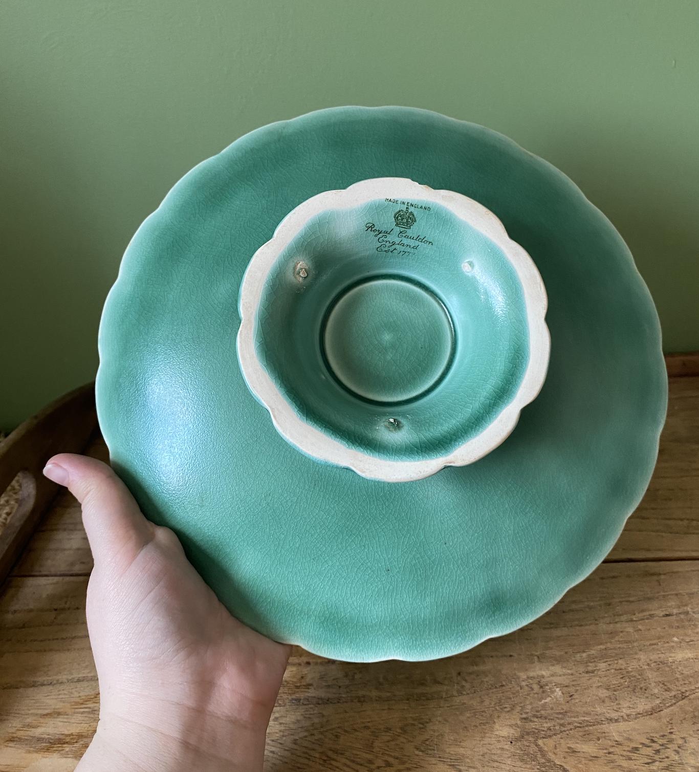 Royal Cauldon Teal Green Low Cake Stand