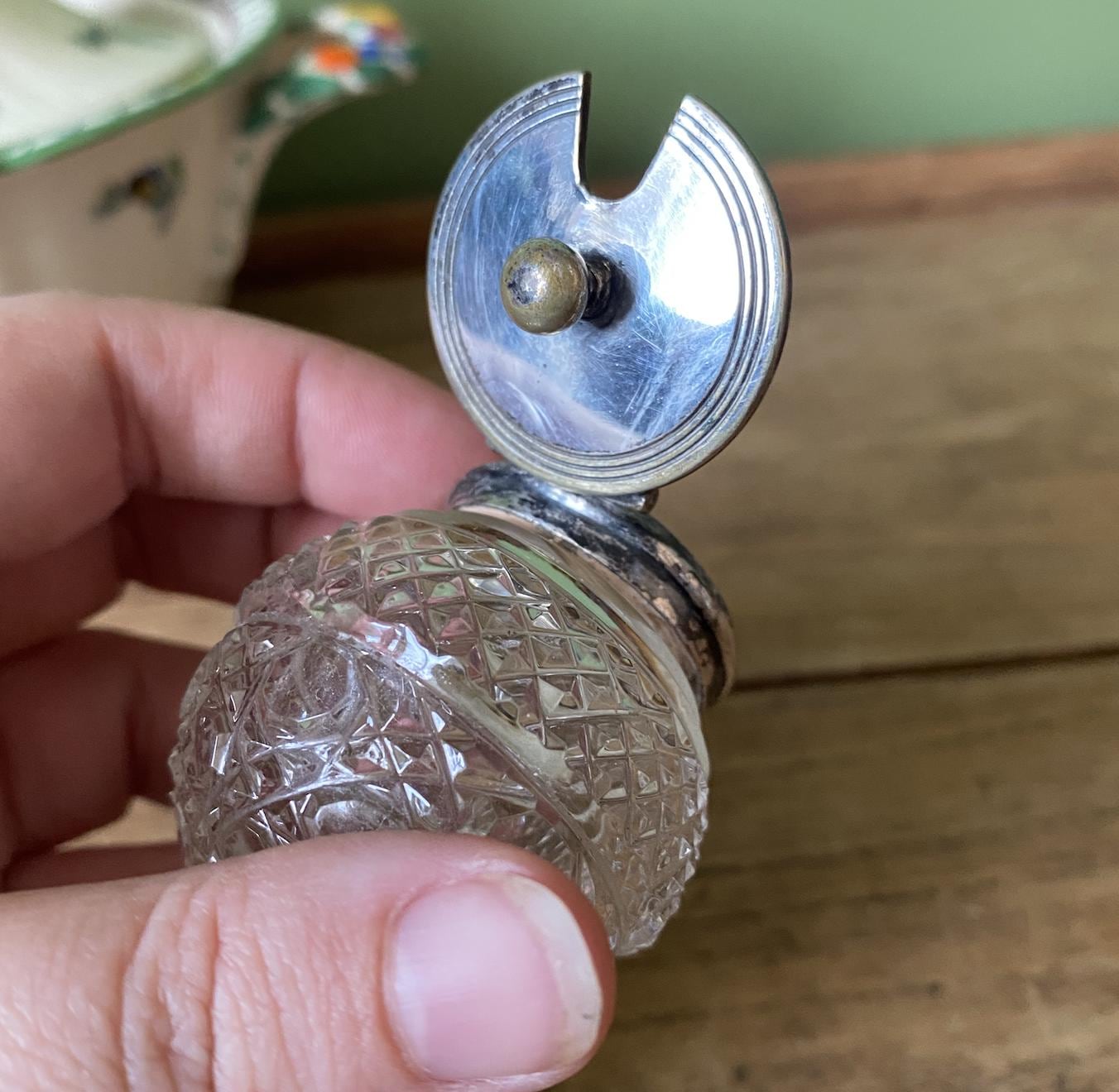 Small Cut Glass Lidded Condiment Pot