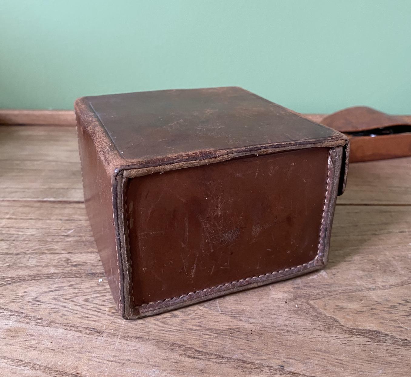 Square Brown Leather Toiletry | Jewellery Travel Box