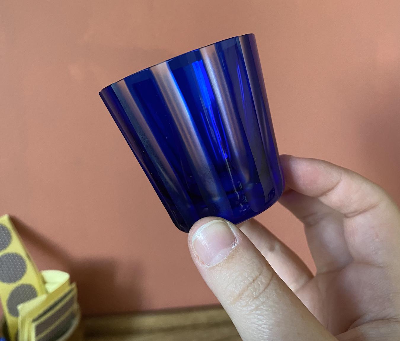 Carl Rotter Blue Striped German Glass Cup | Match Holder
