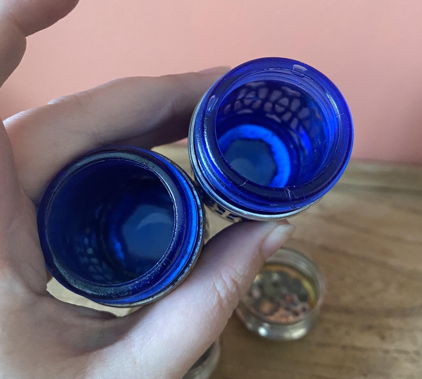 Godinger Cobalt Glass & Silver Salt Pepper Shakers
