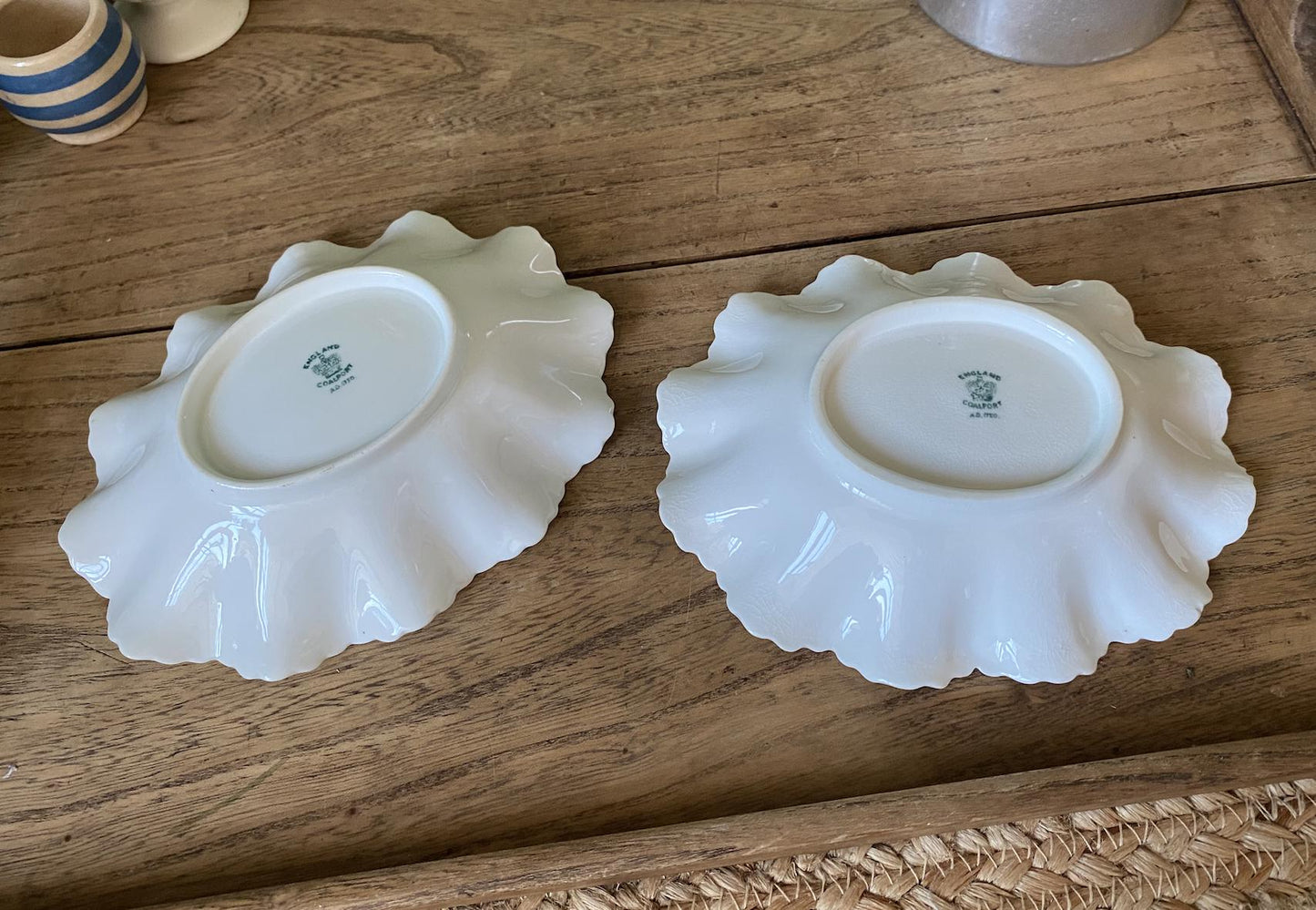 Pair of Coal Port Country Ware White Sweet Dishes