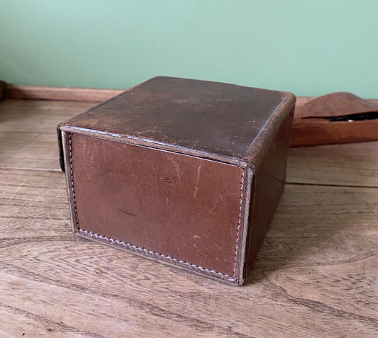 Square Brown Leather Toiletry | Jewellery Travel Box