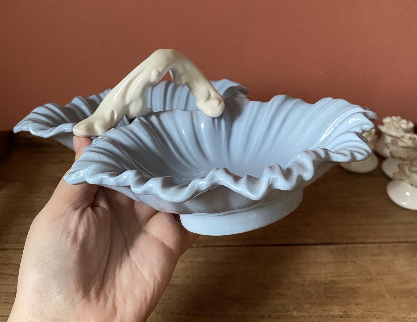 Falcon Ware Pastel Blue Two Sided Leaf Shaped Serving Dish