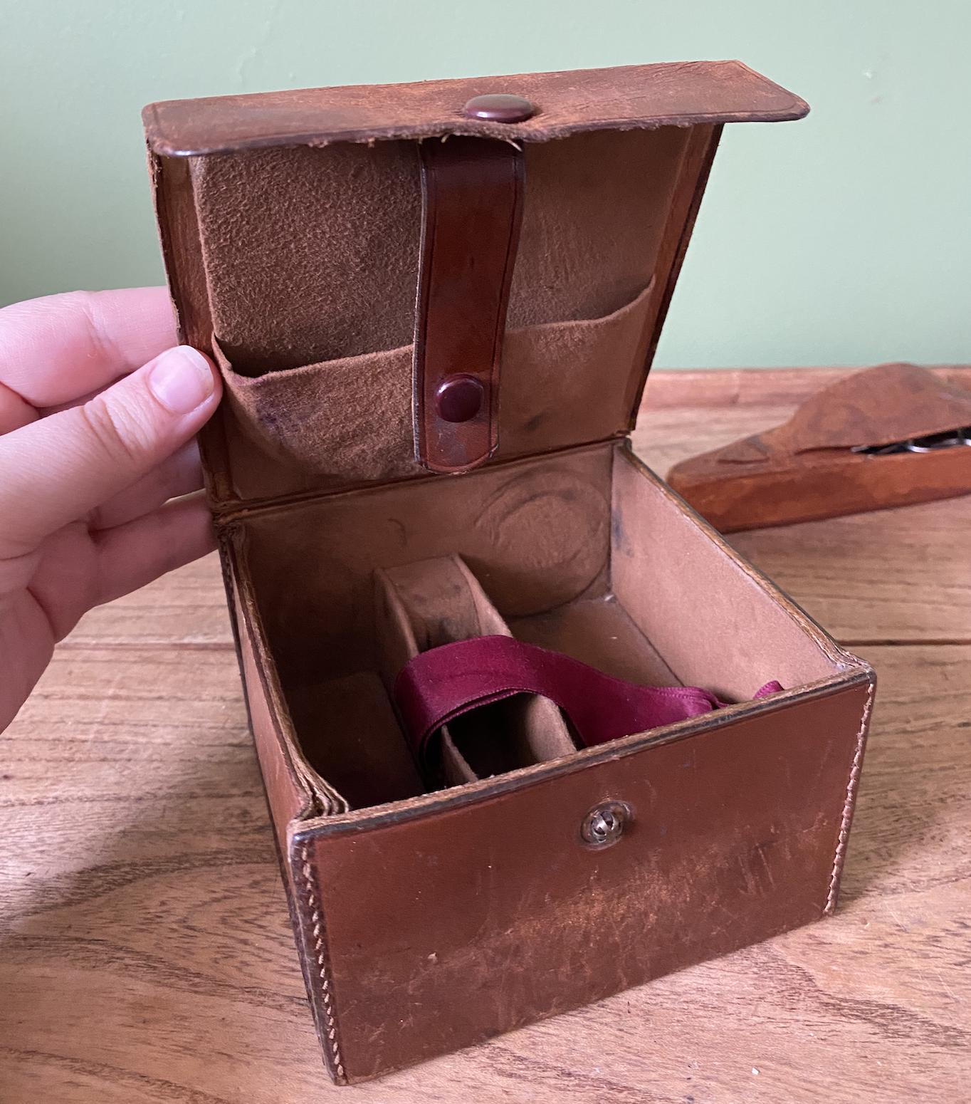 Square Brown Leather Toiletry | Jewellery Travel Box