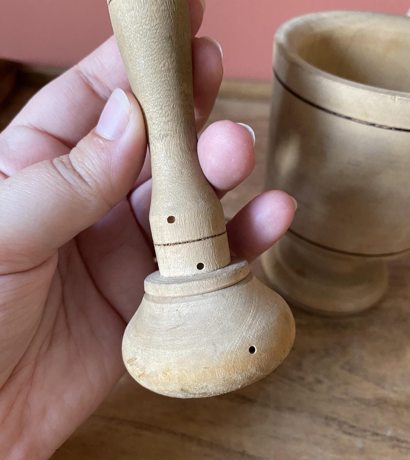Small Light Wood Mortar & Pestle