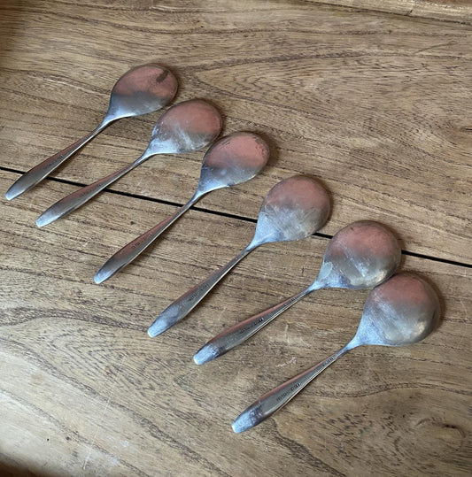Set of 6 Silver Short Soup Spoons