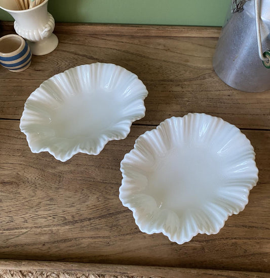 Pair of Coal Port Country Ware White Sweet Dishes