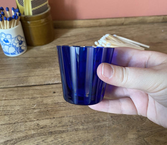 Carl Rotter Blue Striped German Glass Cup | Match Holder
