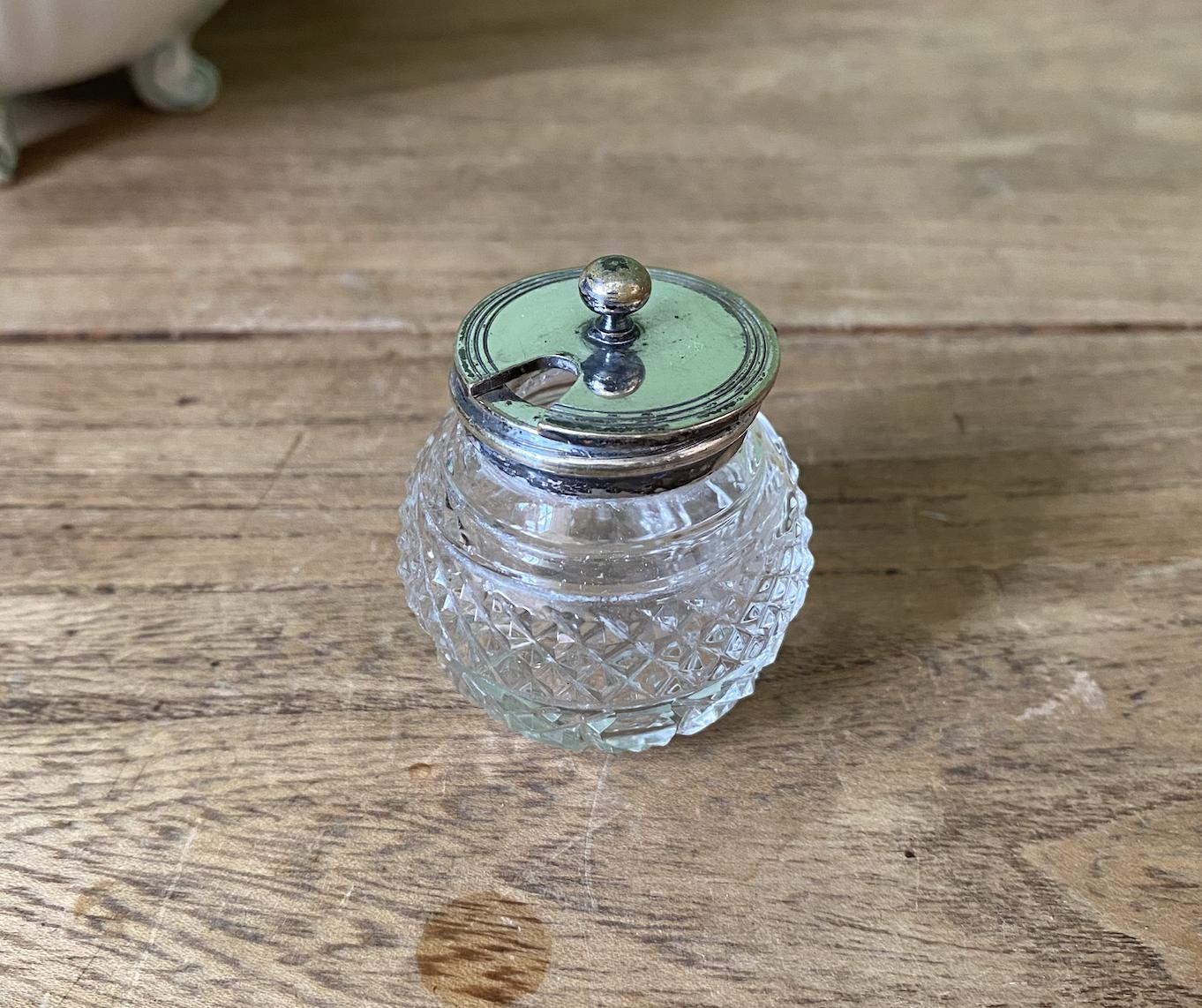 Small Cut Glass Lidded Condiment Pot