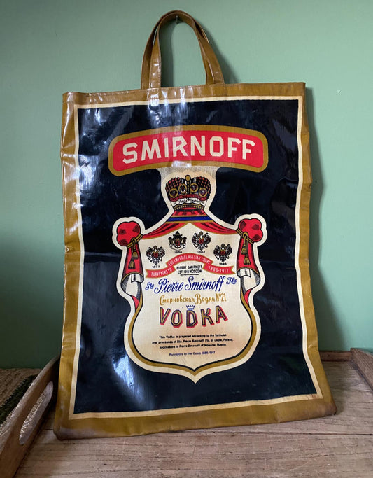 Vintage 1970s Smirnoff Cotton PVC Vodka Tote Bag