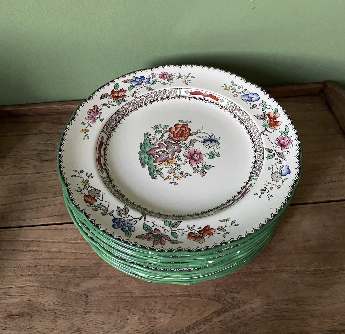 Ten Spode Copeland Chinese Rose 23cm Plates
