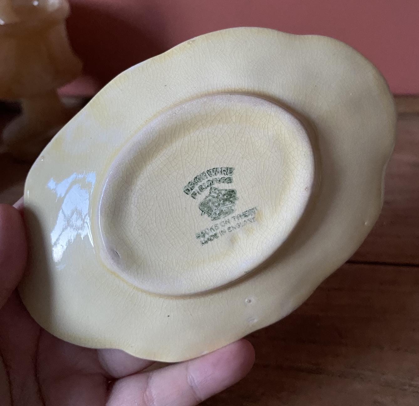 Yellow Mismatched Cabbage Leaf Sauce Boat & Saucer