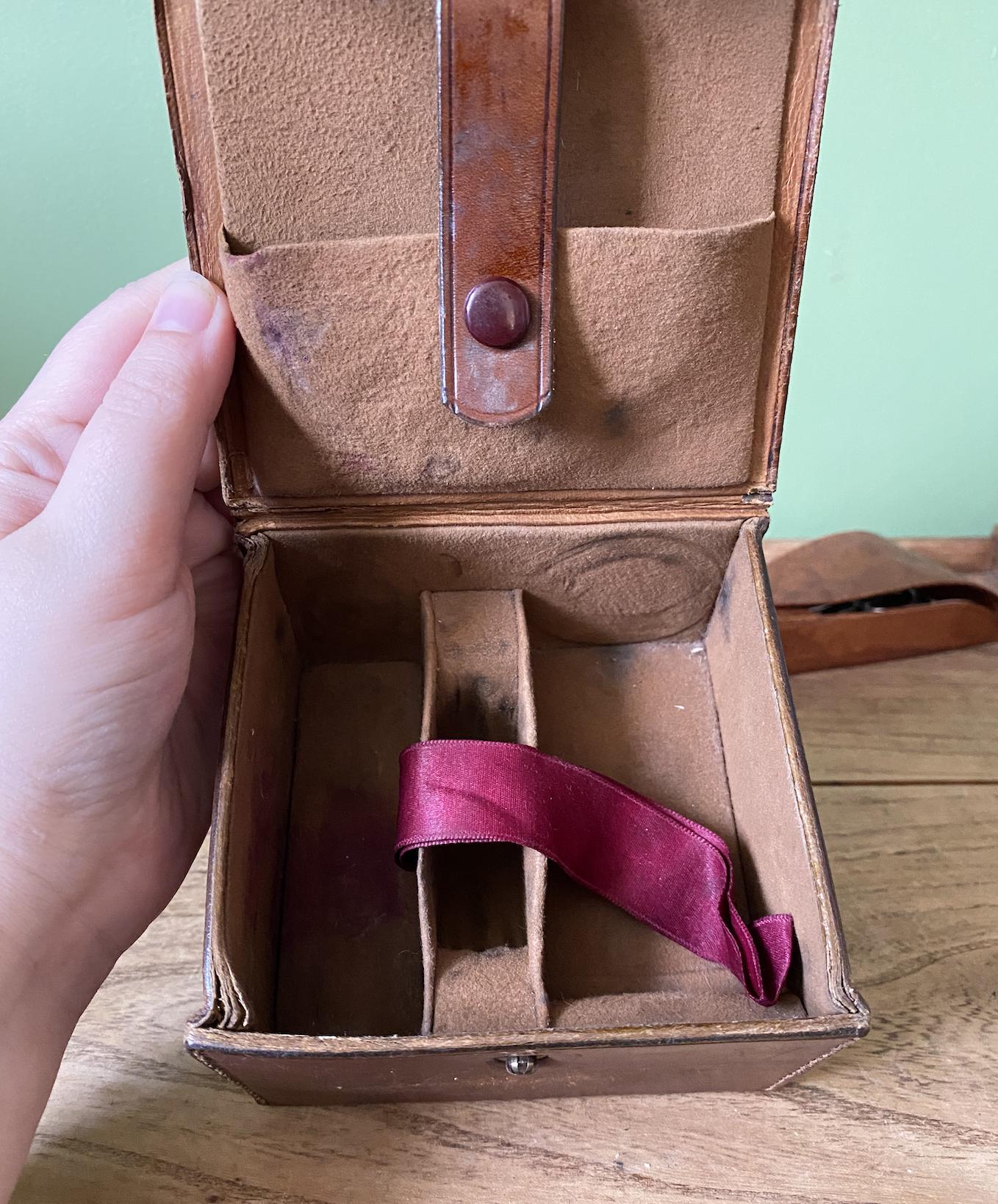 Square Brown Leather Toiletry | Jewellery Travel Box