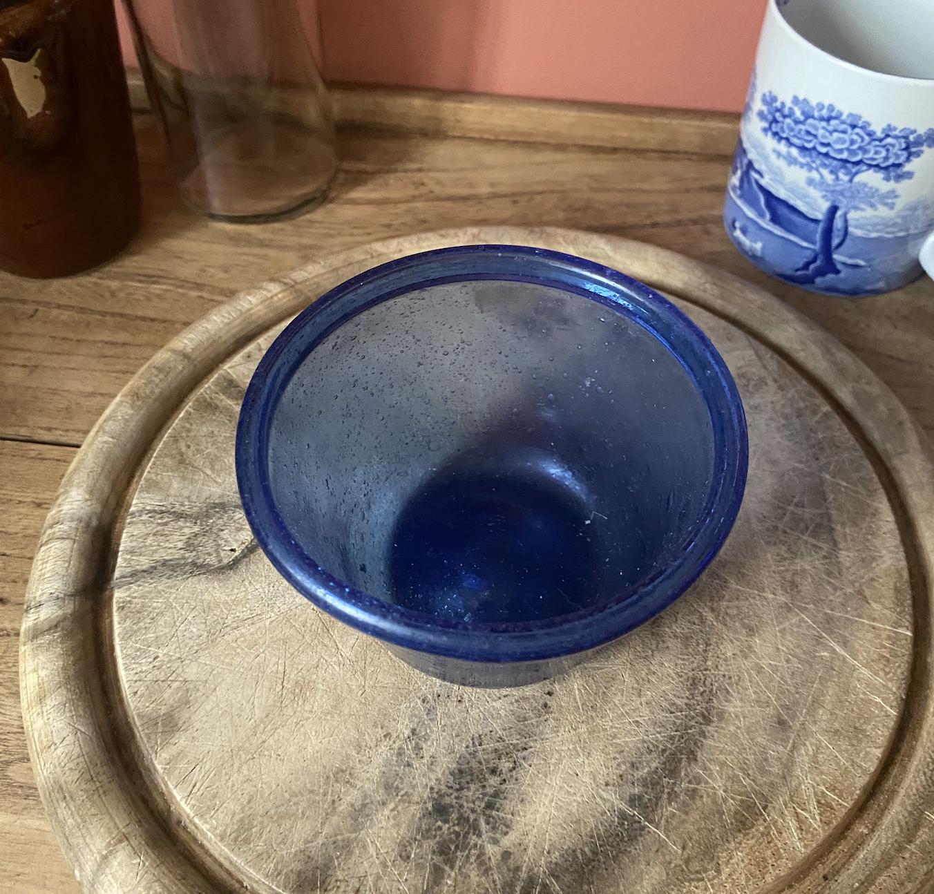 Mouth-blown Recycled Blue Glass Snack Bowl