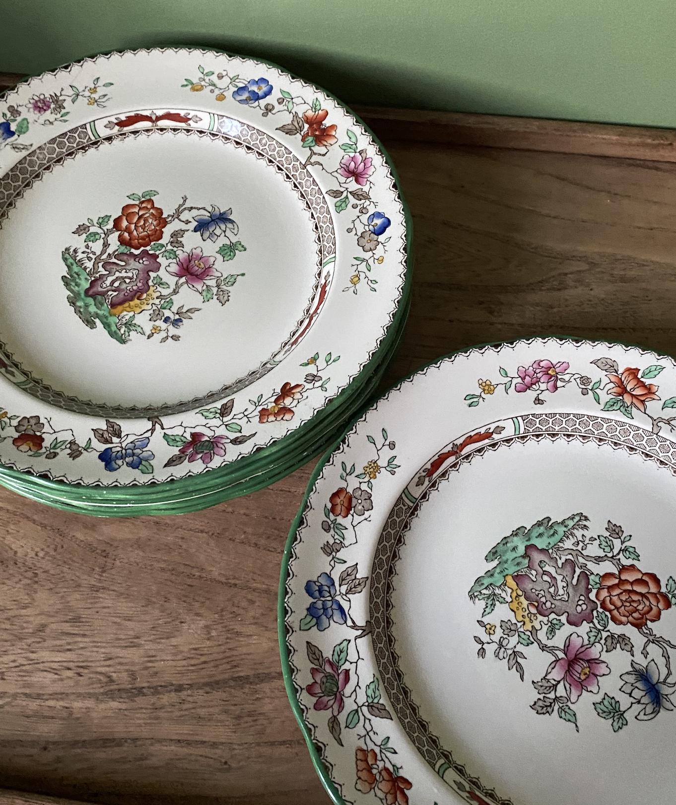 Ten Spode Copeland Chinese Rose 23cm Plates
