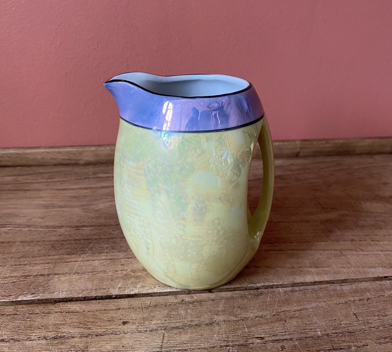 Yellow & Lilac Lustre Japanese Jug