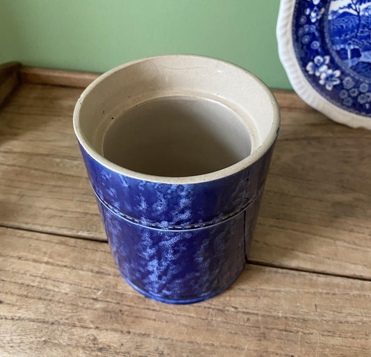 Studio Pottery Marbled Blue Storage Pot