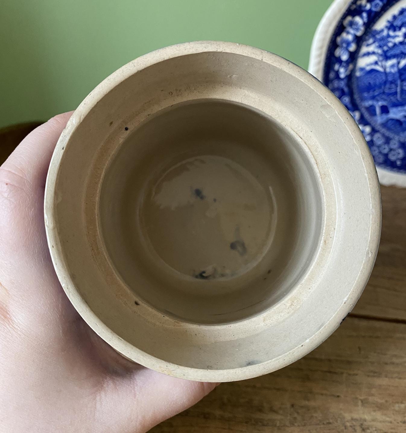 Studio Pottery Marbled Blue Storage Pot