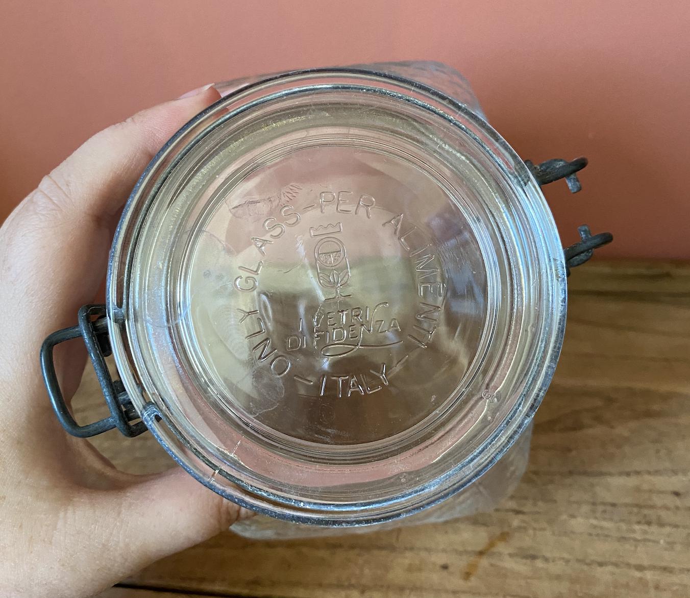 Vetri Di Fidenza Per Alimenti Embosses Glass Lever Lock Storage Jar