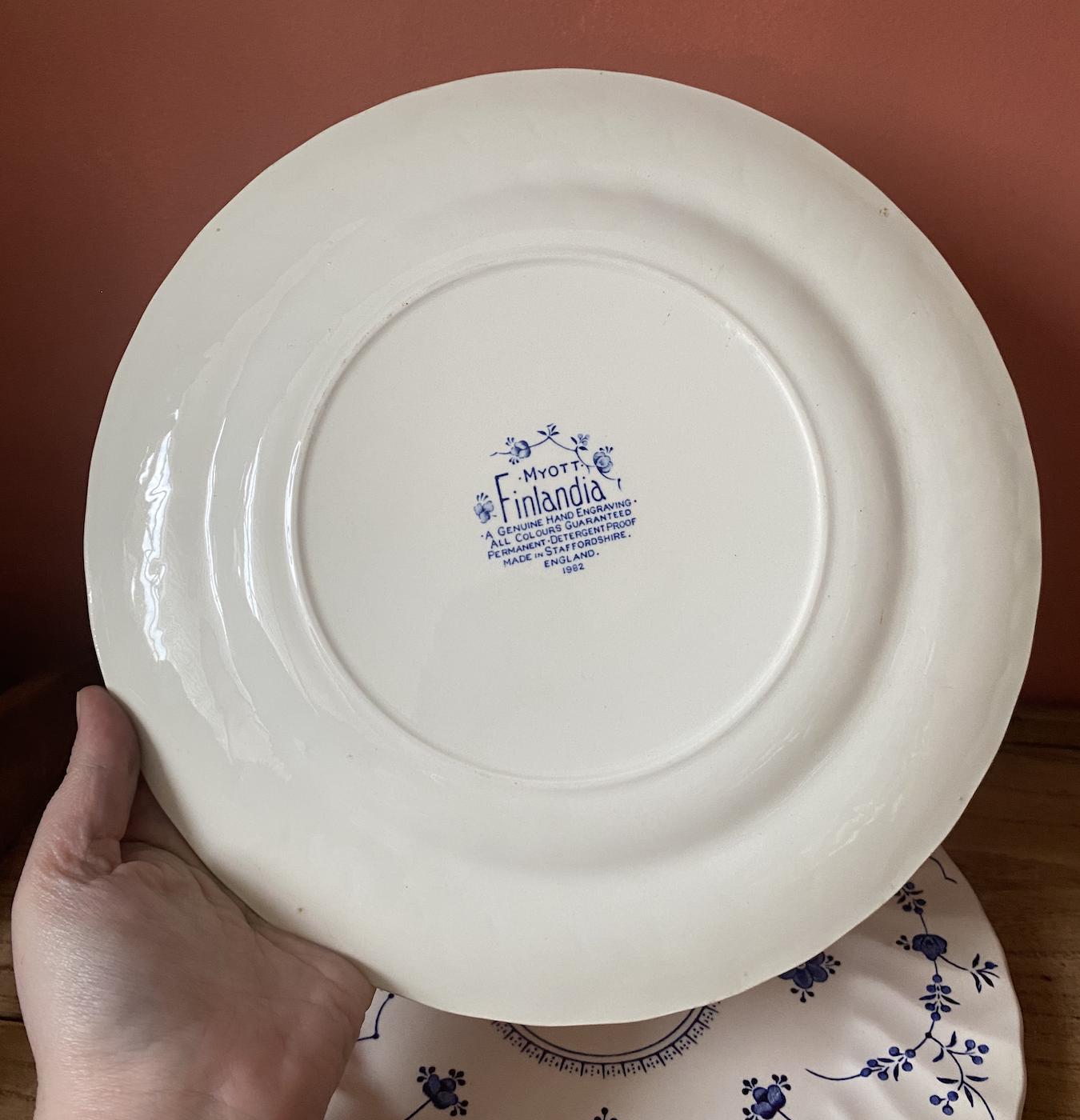 Pair of Myott Finlandia Blue & White Dinner Plates