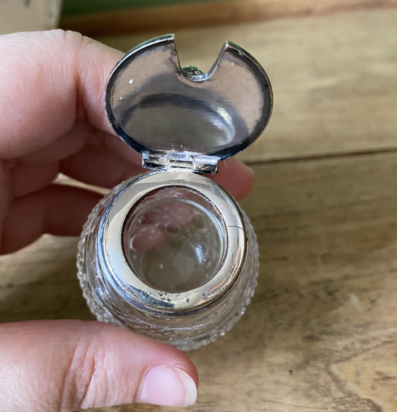 Small Cut Glass Lidded Condiment Pot