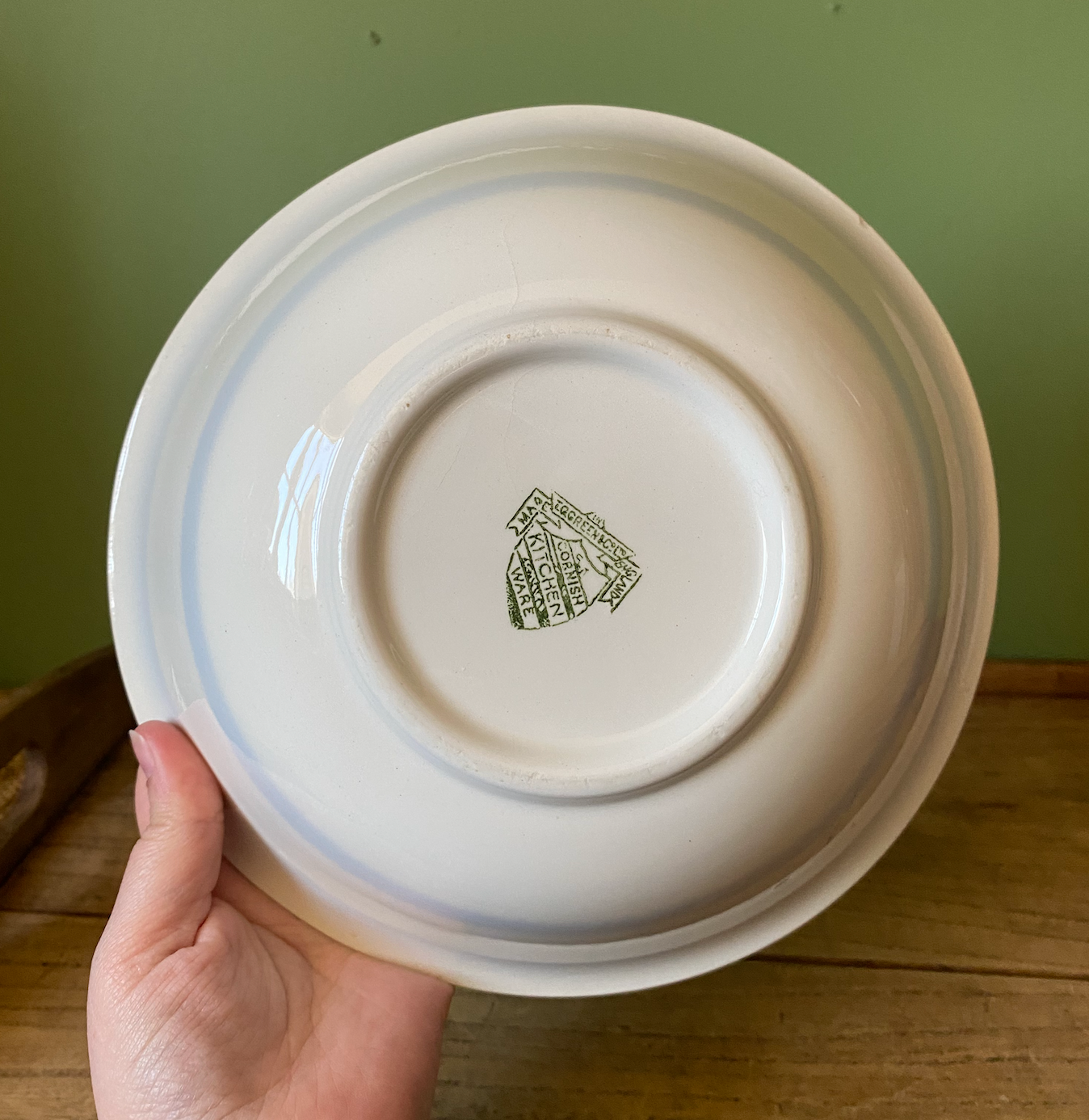 TG Green Cornwishware Blue Striped Serving Bowl