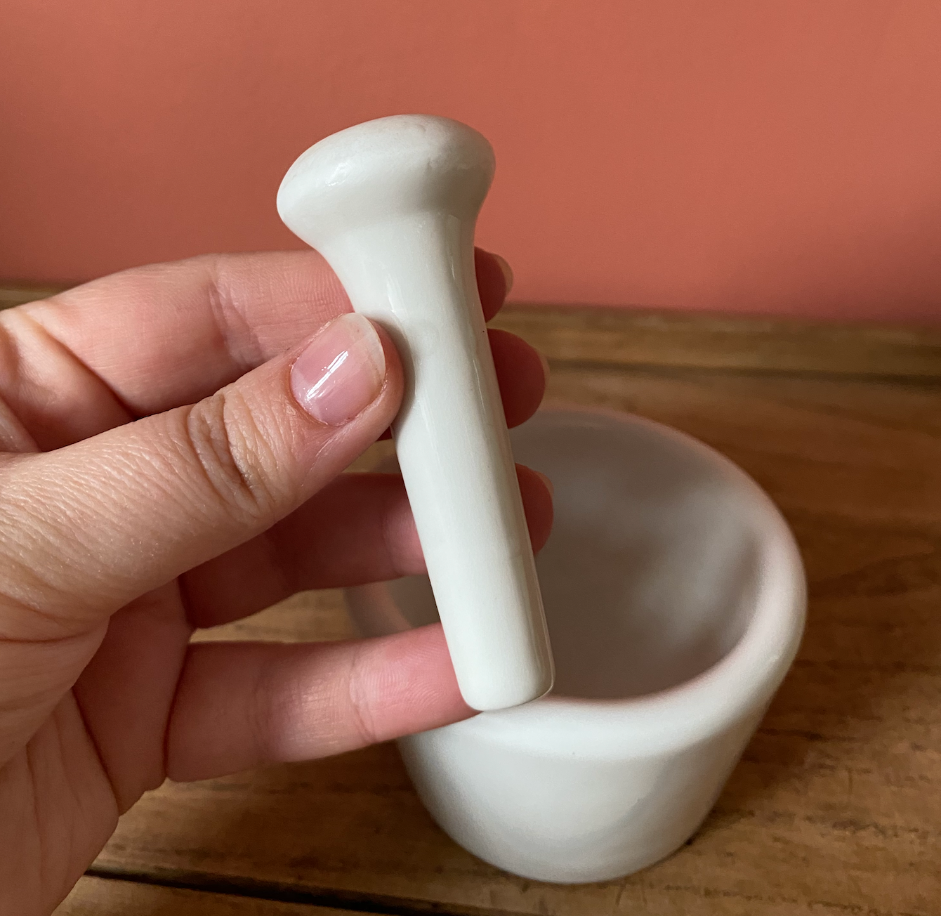 Mini Ceramic White Mortar and Pestle