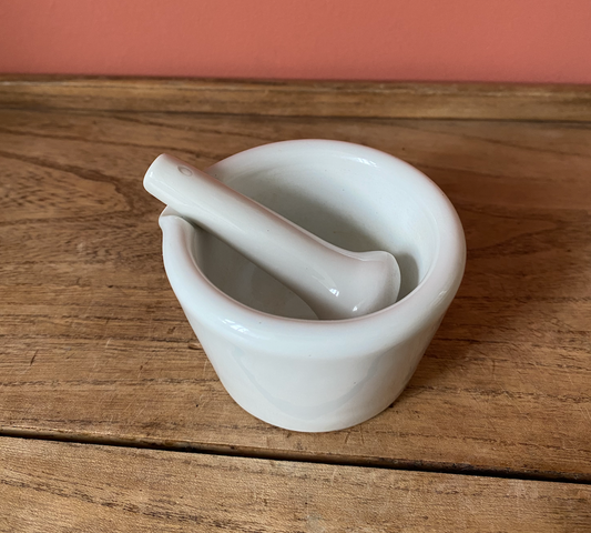 Mini Ceramic White Mortar and Pestle