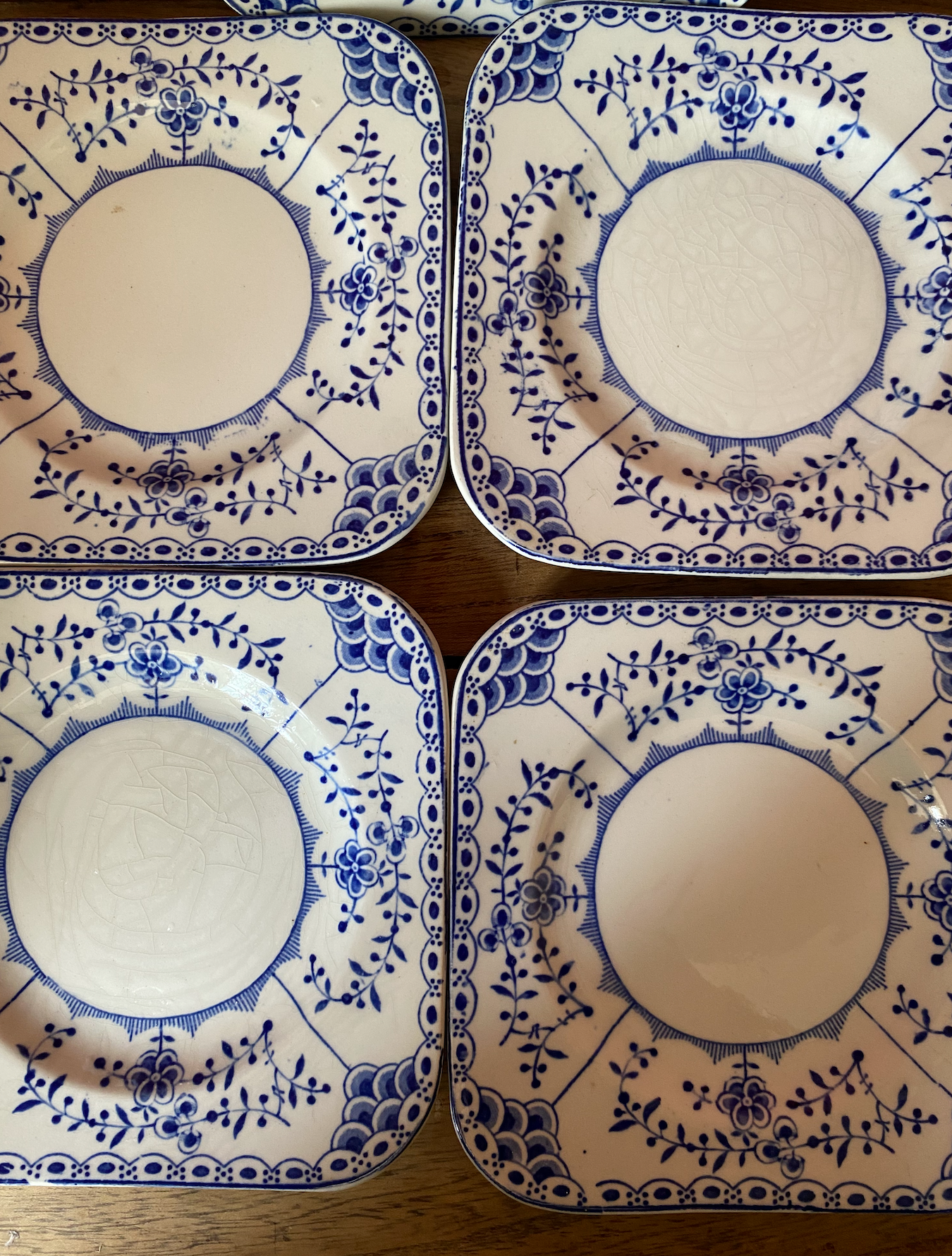 Saxon Staffordshire Blue and White Sandwich Platter - 5 Square Side Plates