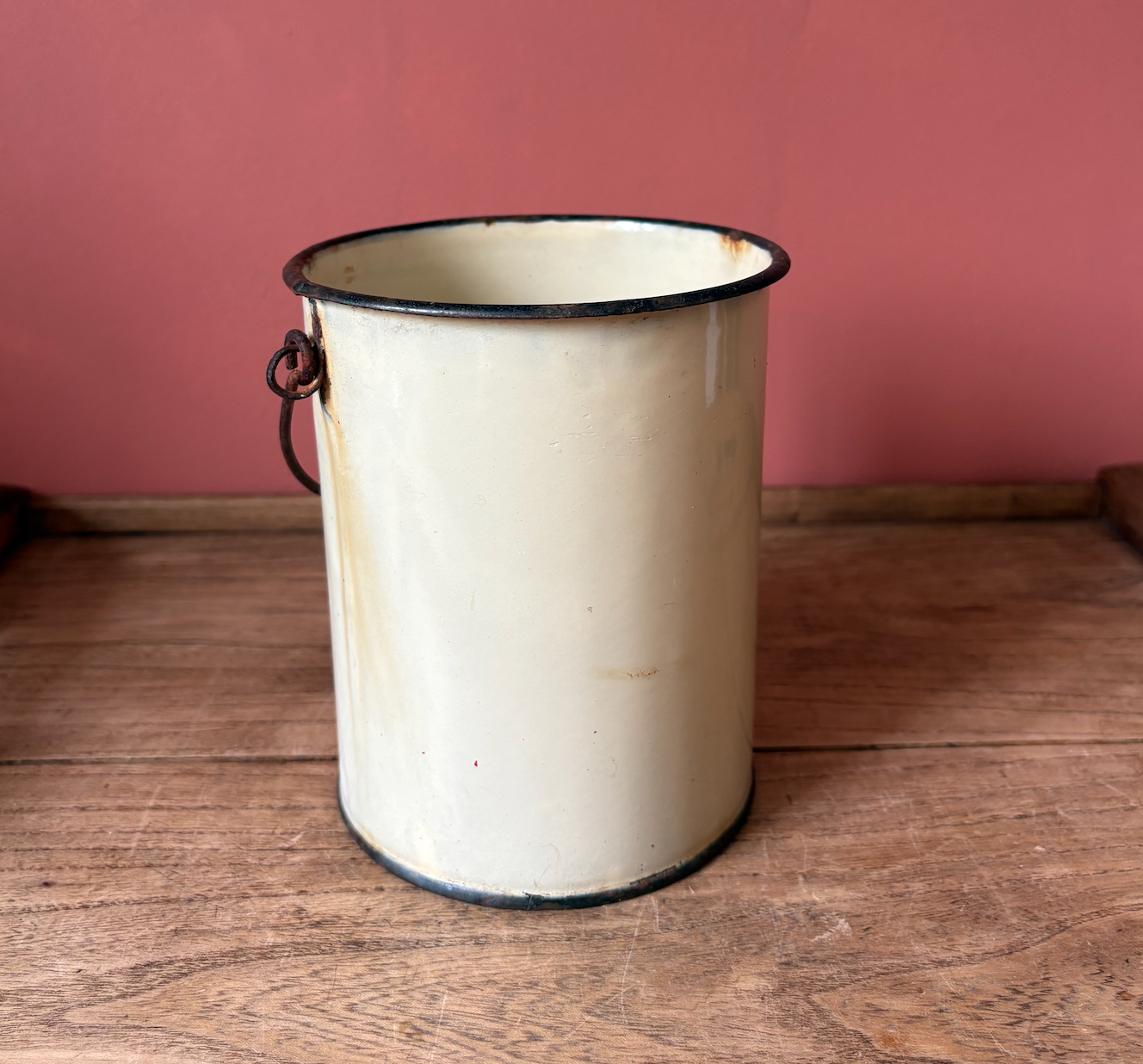 Yellow Enamel Storage Pot with Handle