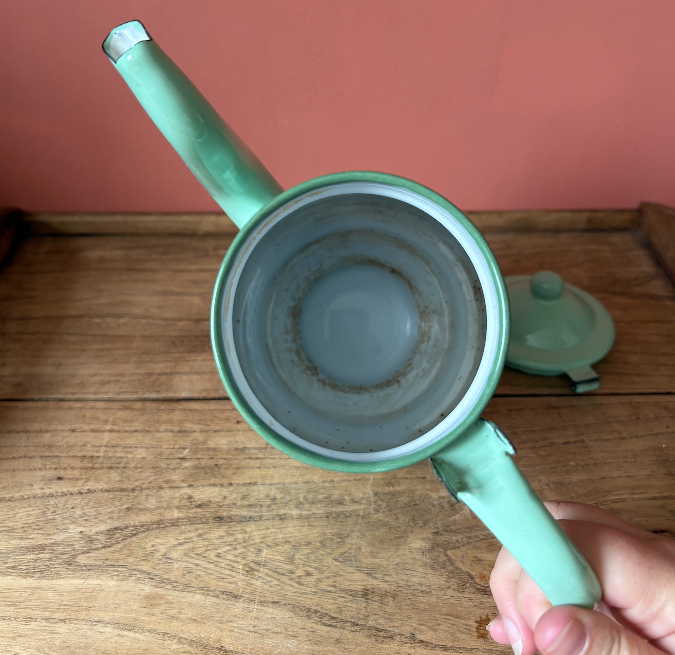 Mint Green Reservior Enamel Coffee Pot Vase