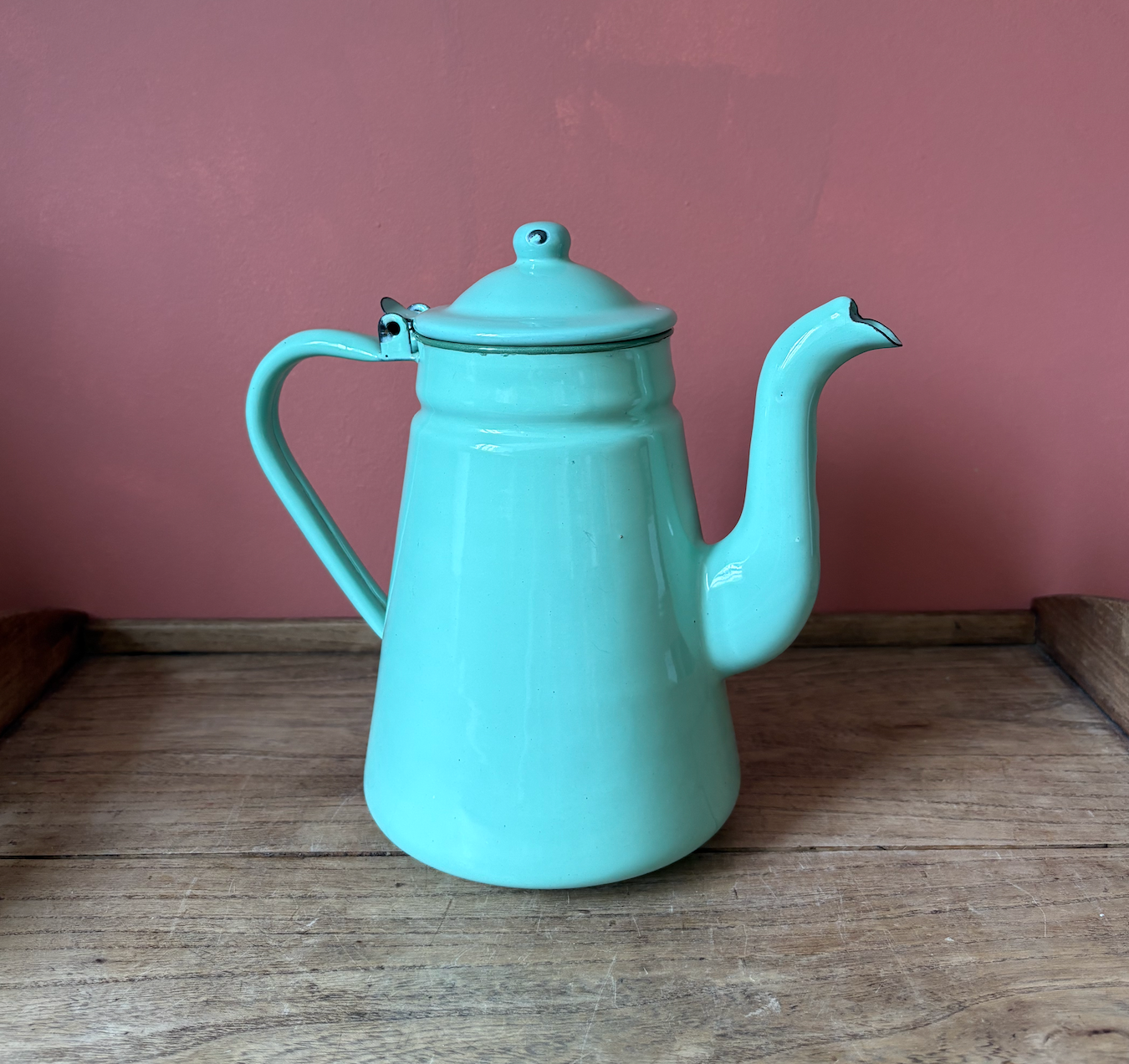 Mint Green Reservior Enamel Coffee Pot Vase