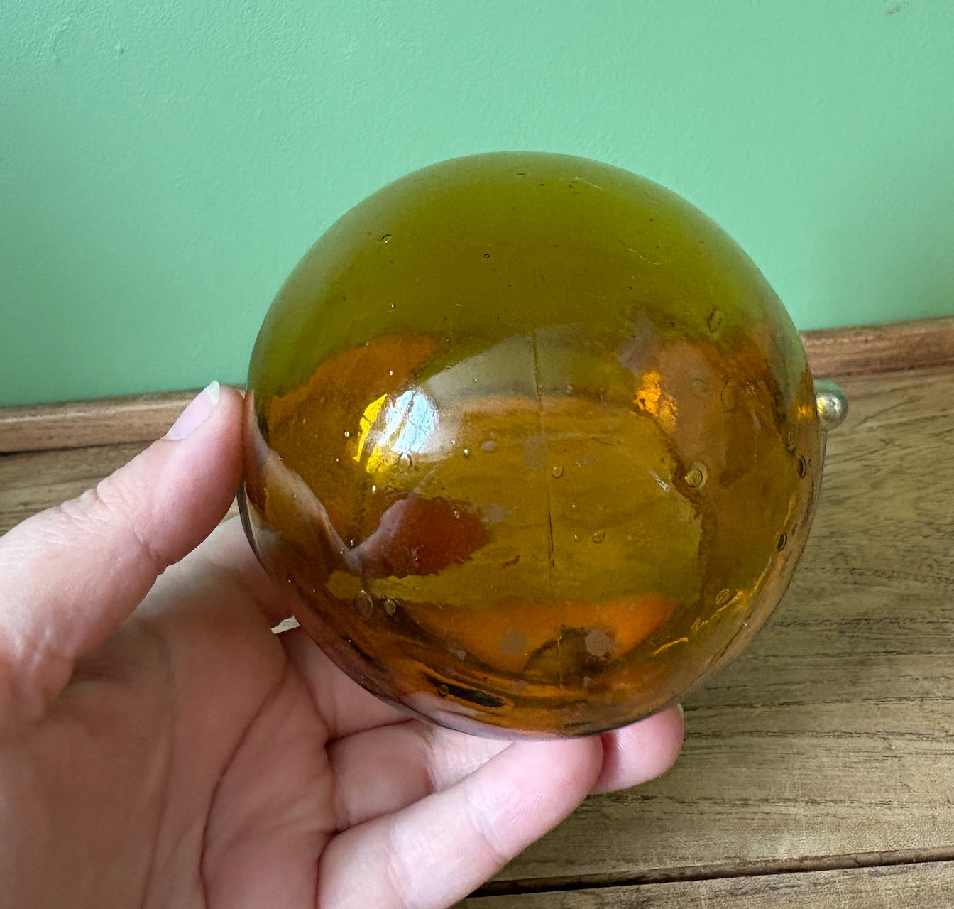Amber Glass Ball Ashtray