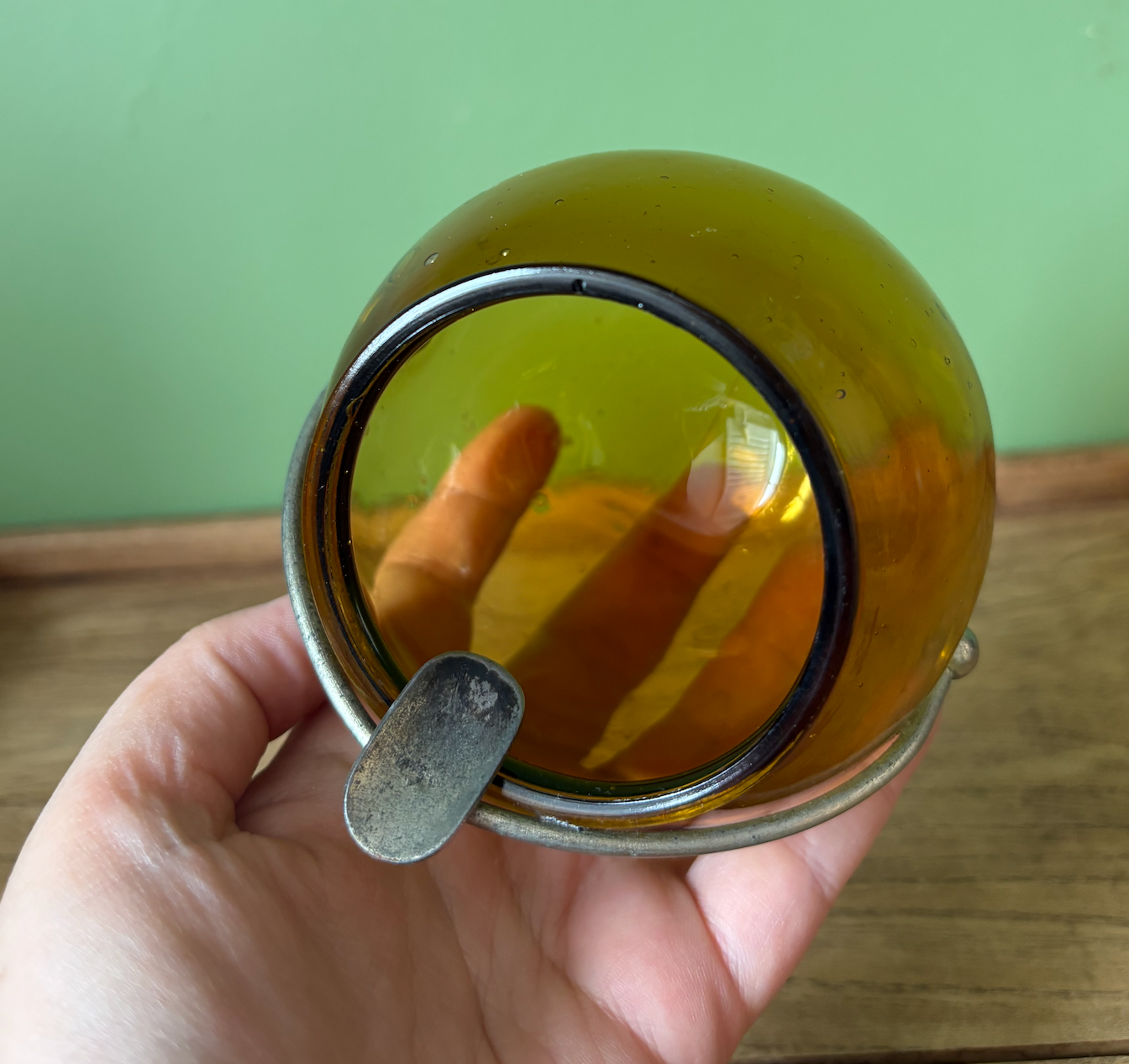 Amber Glass Ball Ashtray