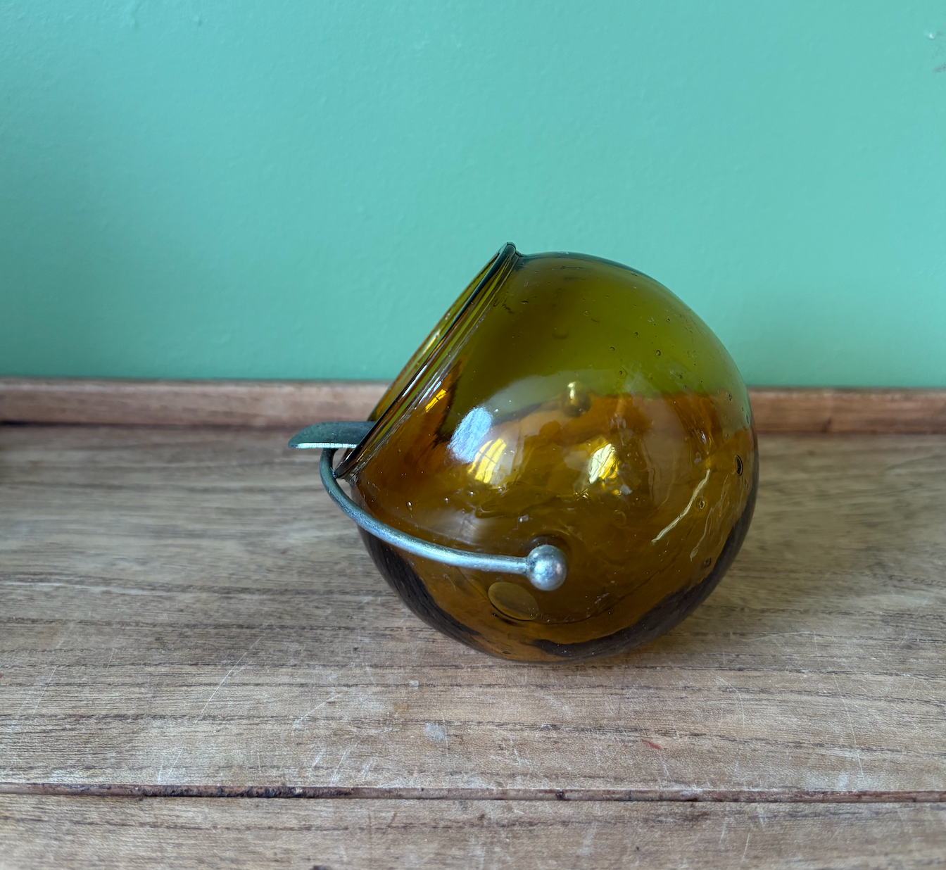 Amber Glass Ball Ashtray