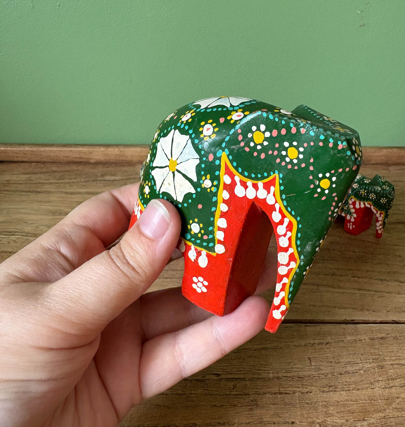 Set of 4 Hand Painted Elephants