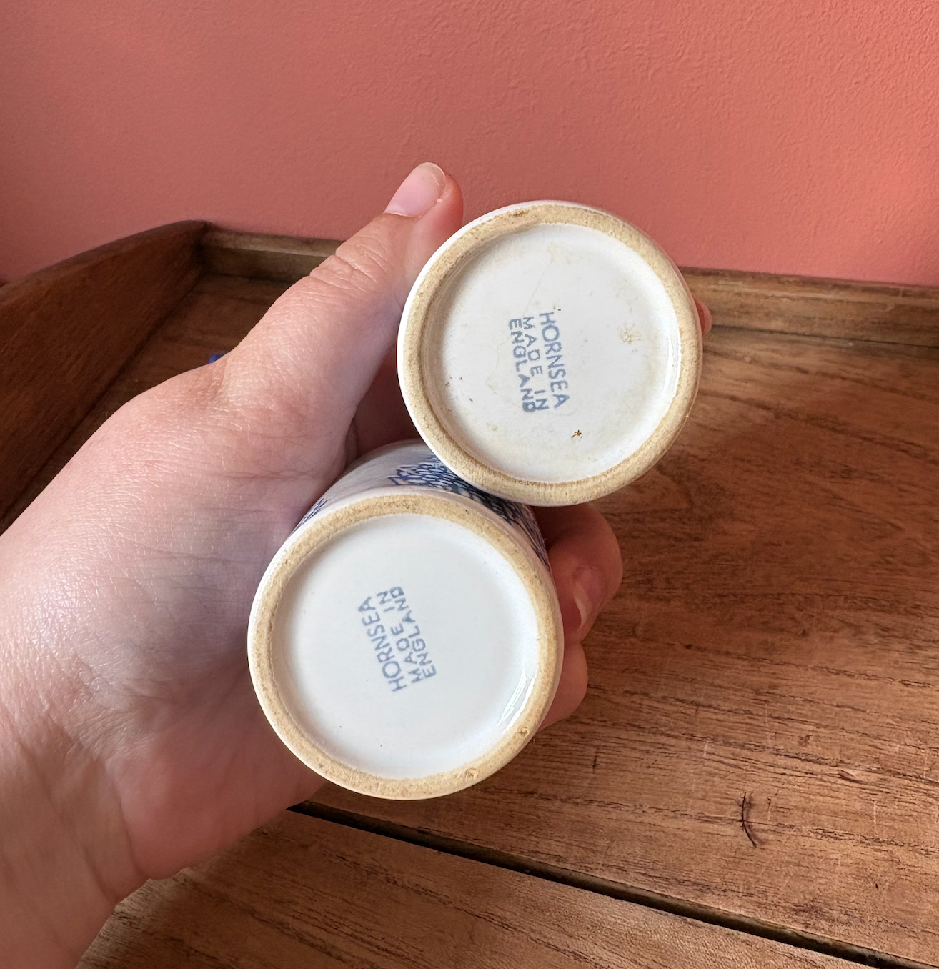 Hornsea Blue & White Floral Spice Pots for Matches