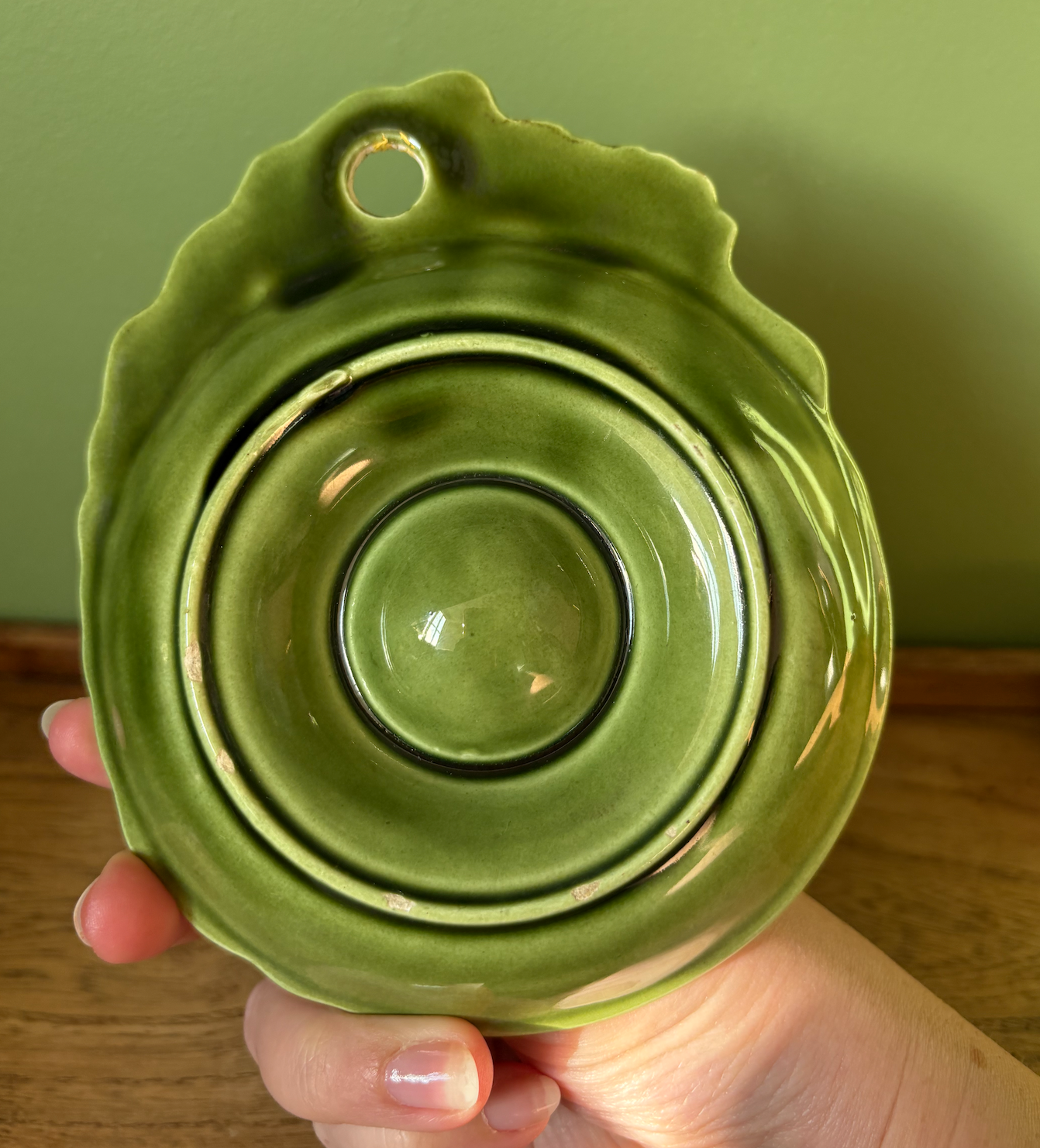 Green Rooster Egg Cup Plate