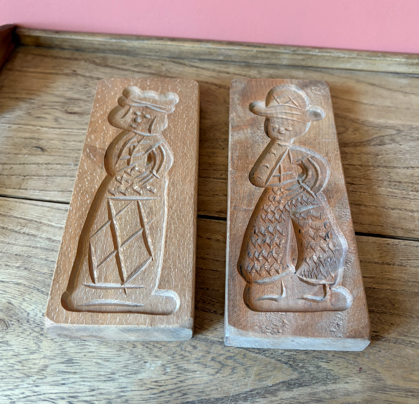 Two Speculoos Wooden Gingerbread Moulds