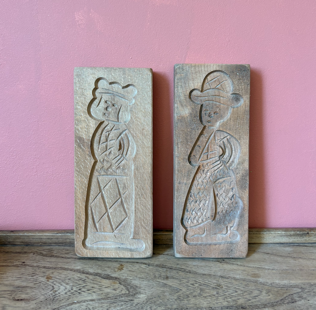 Two Speculoos Wooden Gingerbread Moulds
