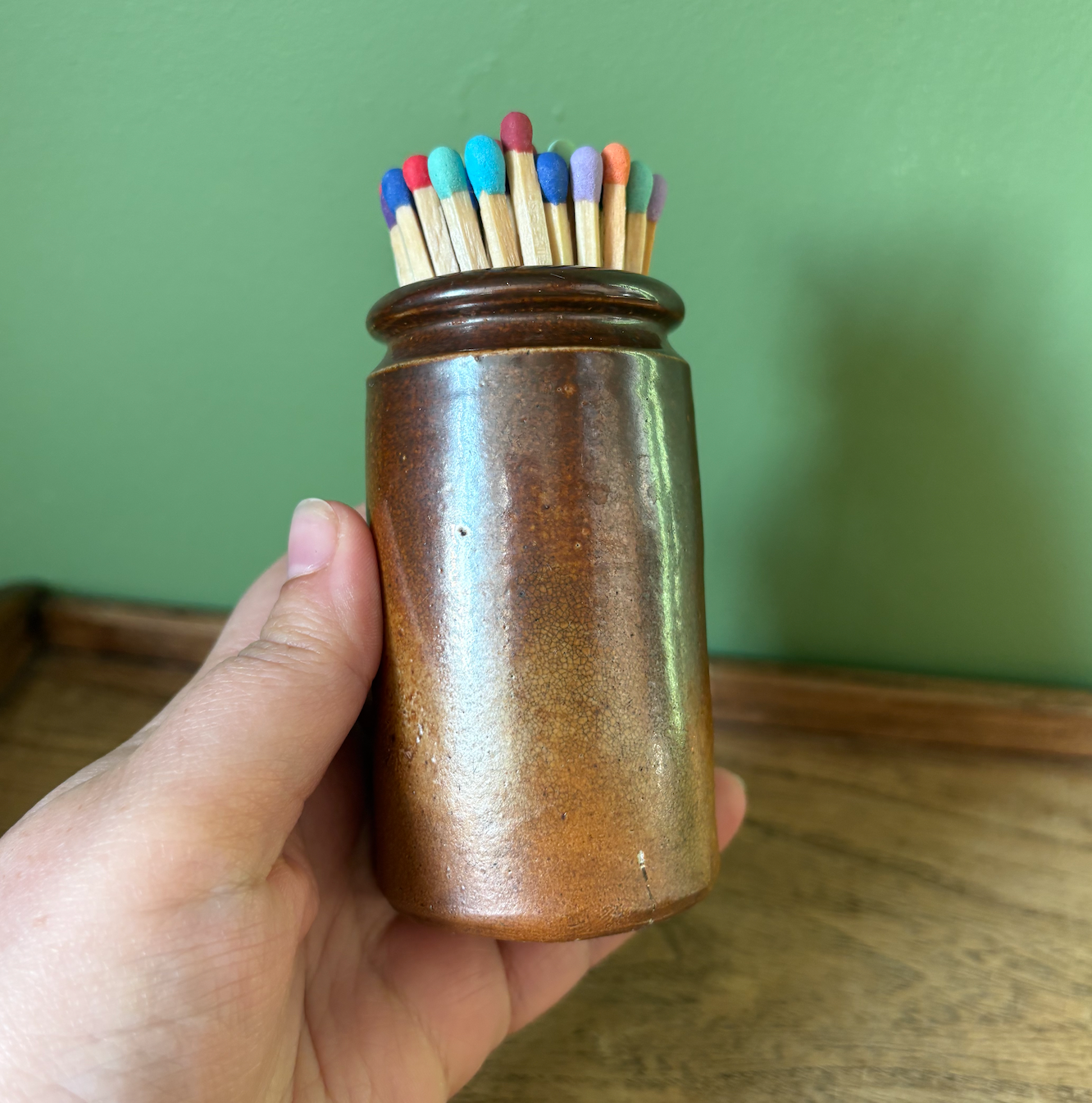 Brown Salt Glaze Pot for Matches