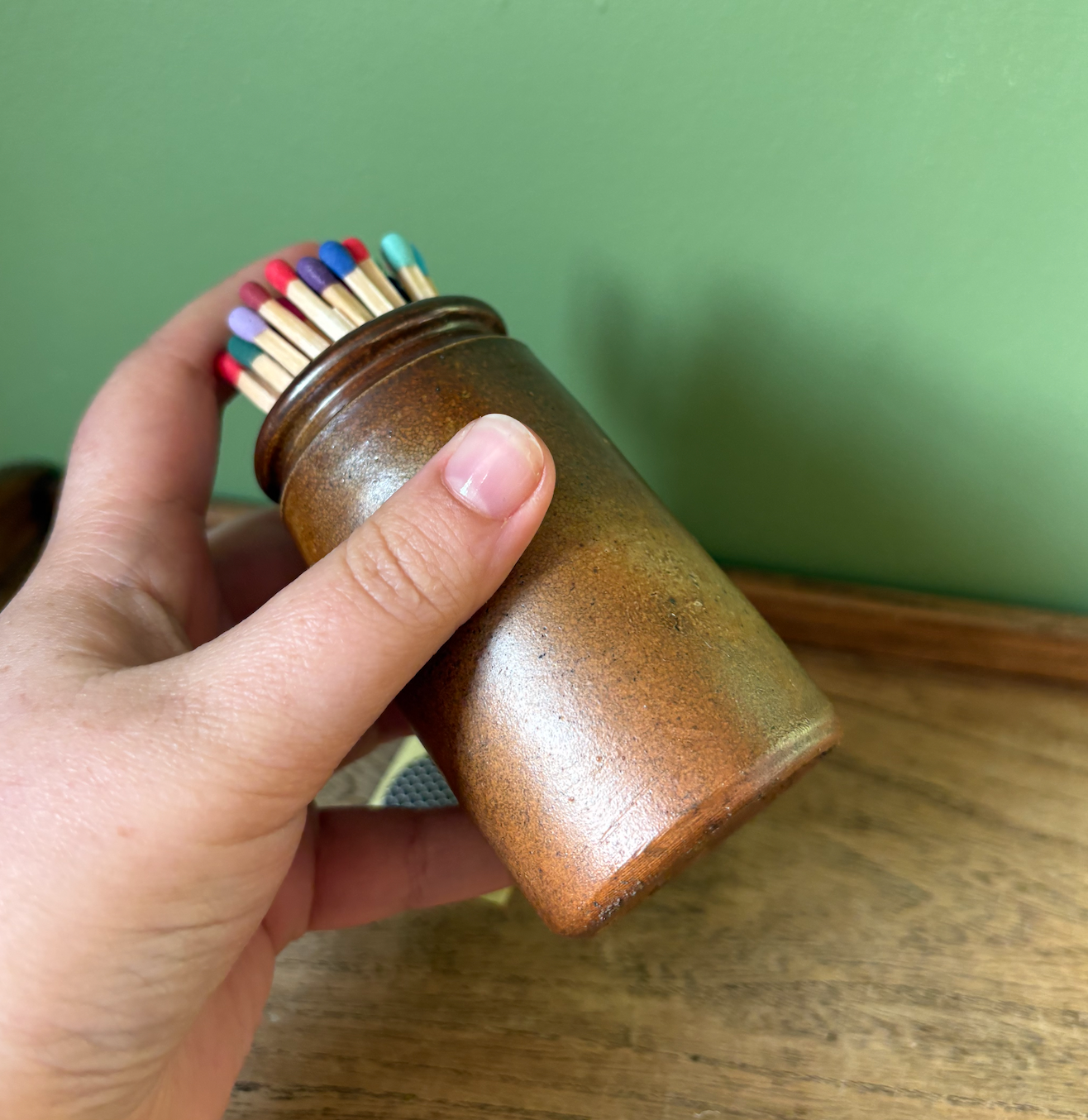 Brown Salt Glaze Pot for Matches