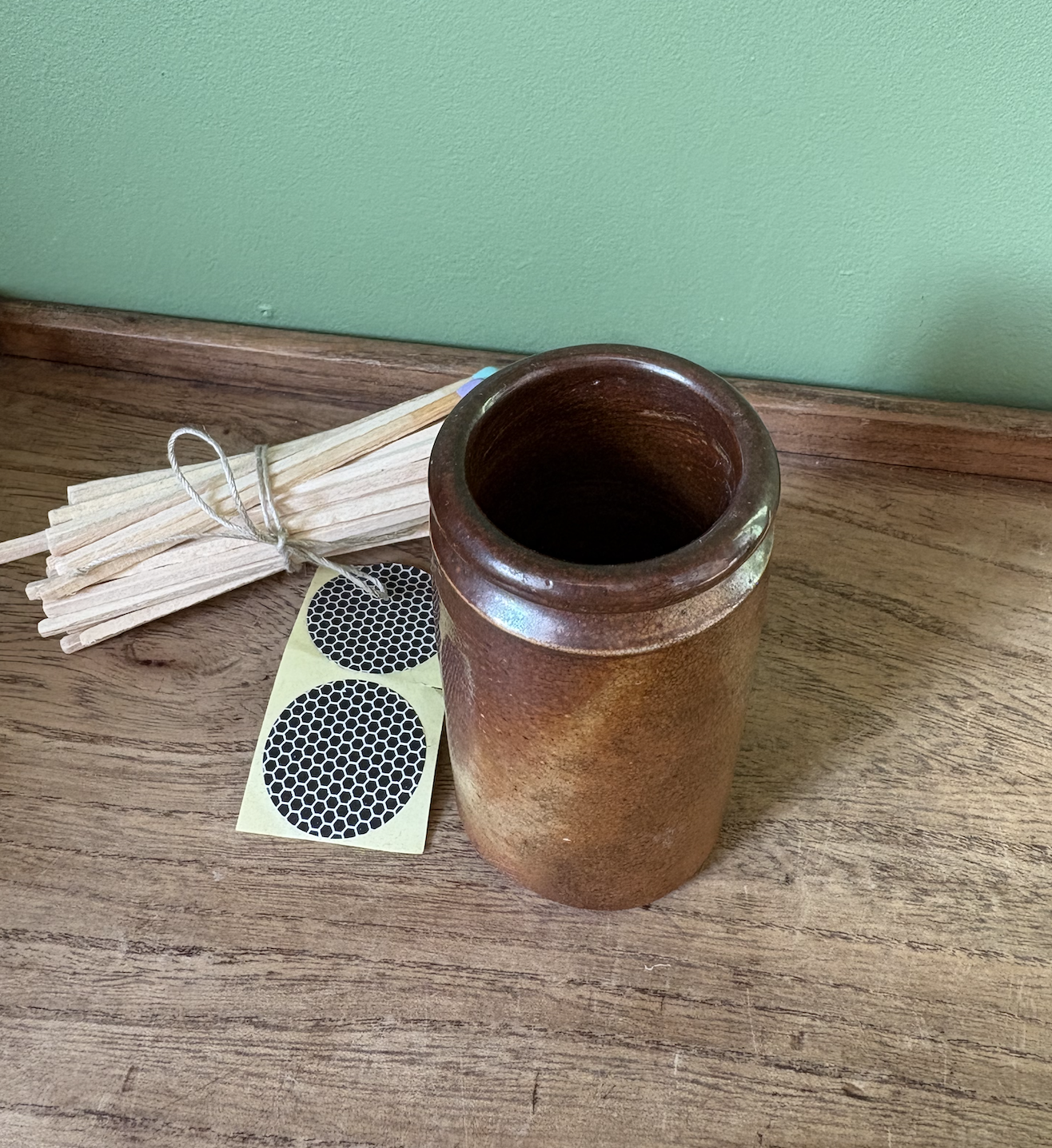 Brown Salt Glaze Pot for Matches