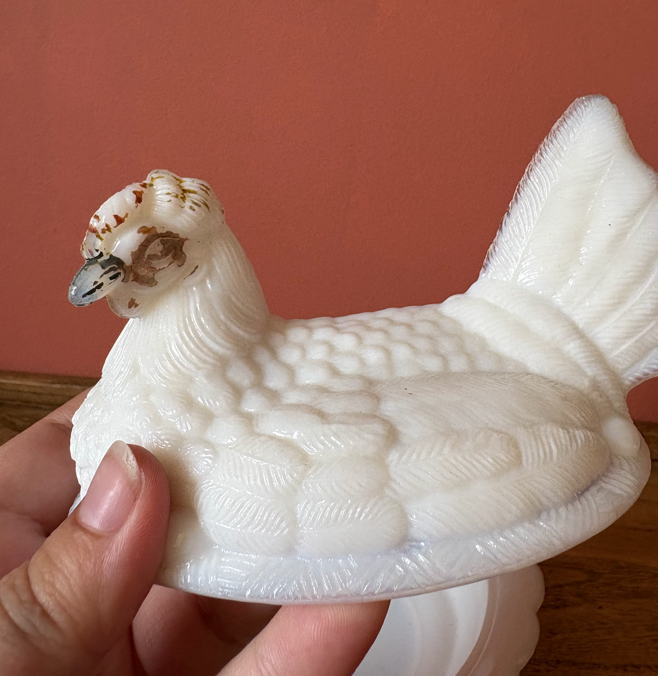 Milk Glass Hen on Nest Bon Bon Dish