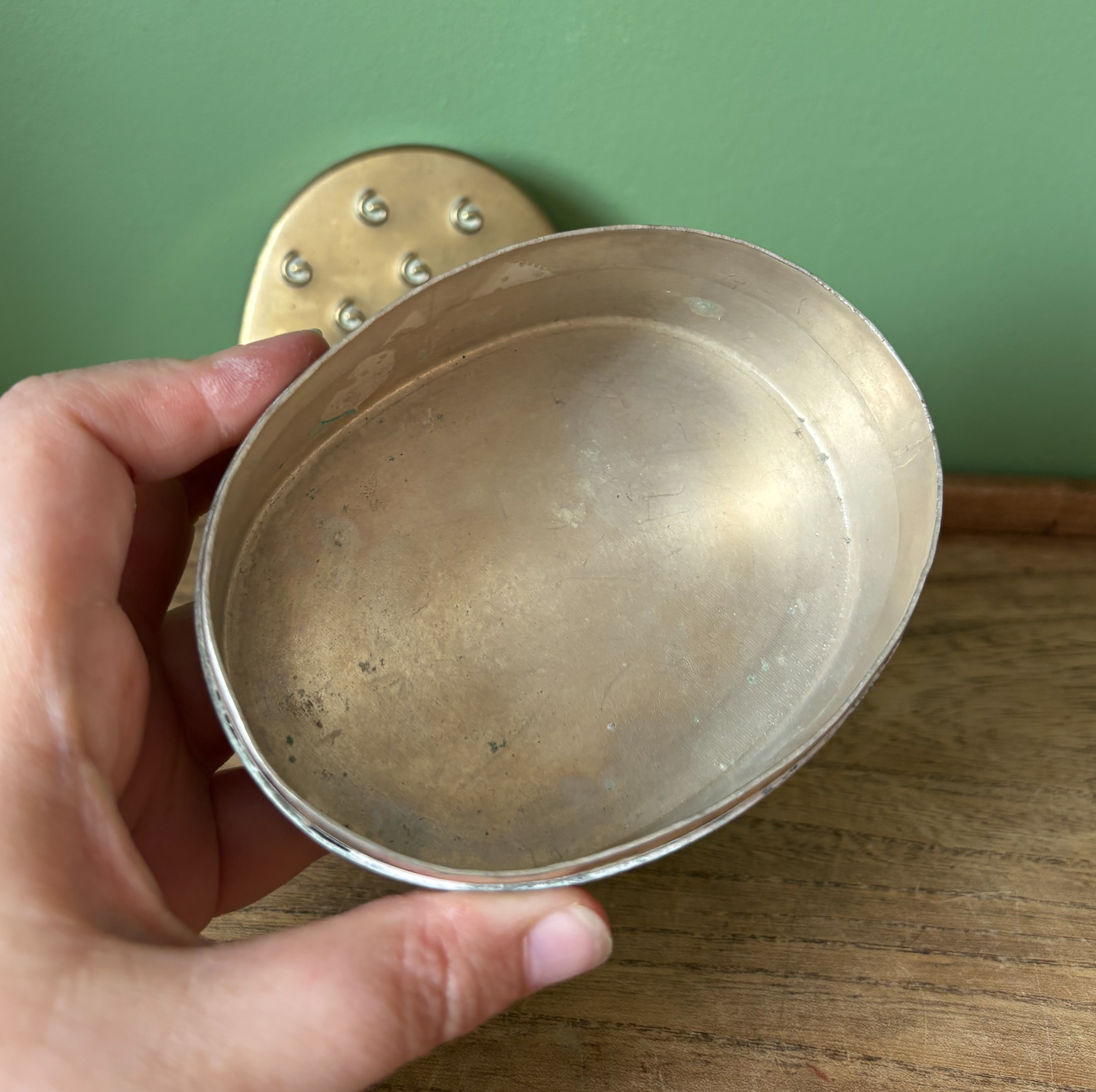 Oval Shaped Brassy Trinket Tin