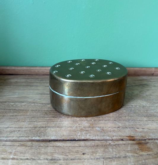 Oval Shaped Brassy Trinket Tin