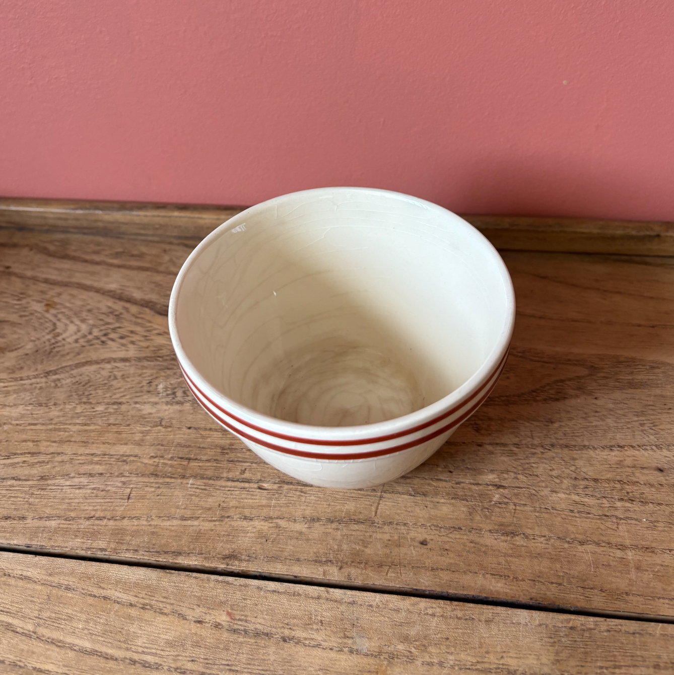 T G Green Church Gresley Small Cream and Sienna Stripe Pudding Bowl